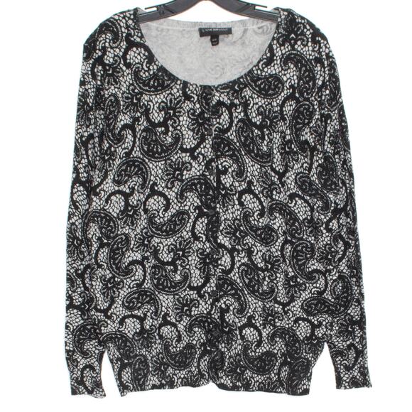 Lane Bryant Cardigan Sweater Whimsigoth Boho Minimalist Cozy Paisley Gray 18 20 - Picture 1 of 5